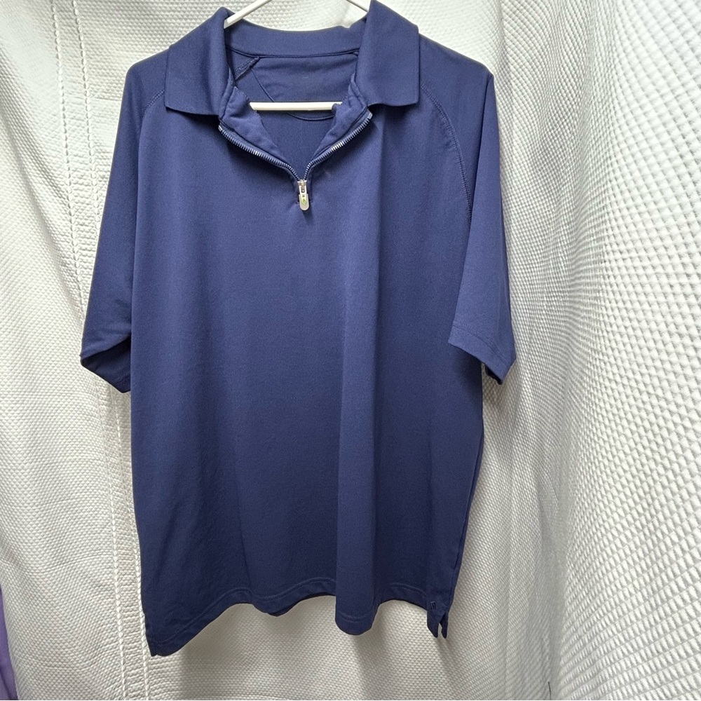 Source Unknown Blue Polo Shirt‎ with Zip Neck size ??